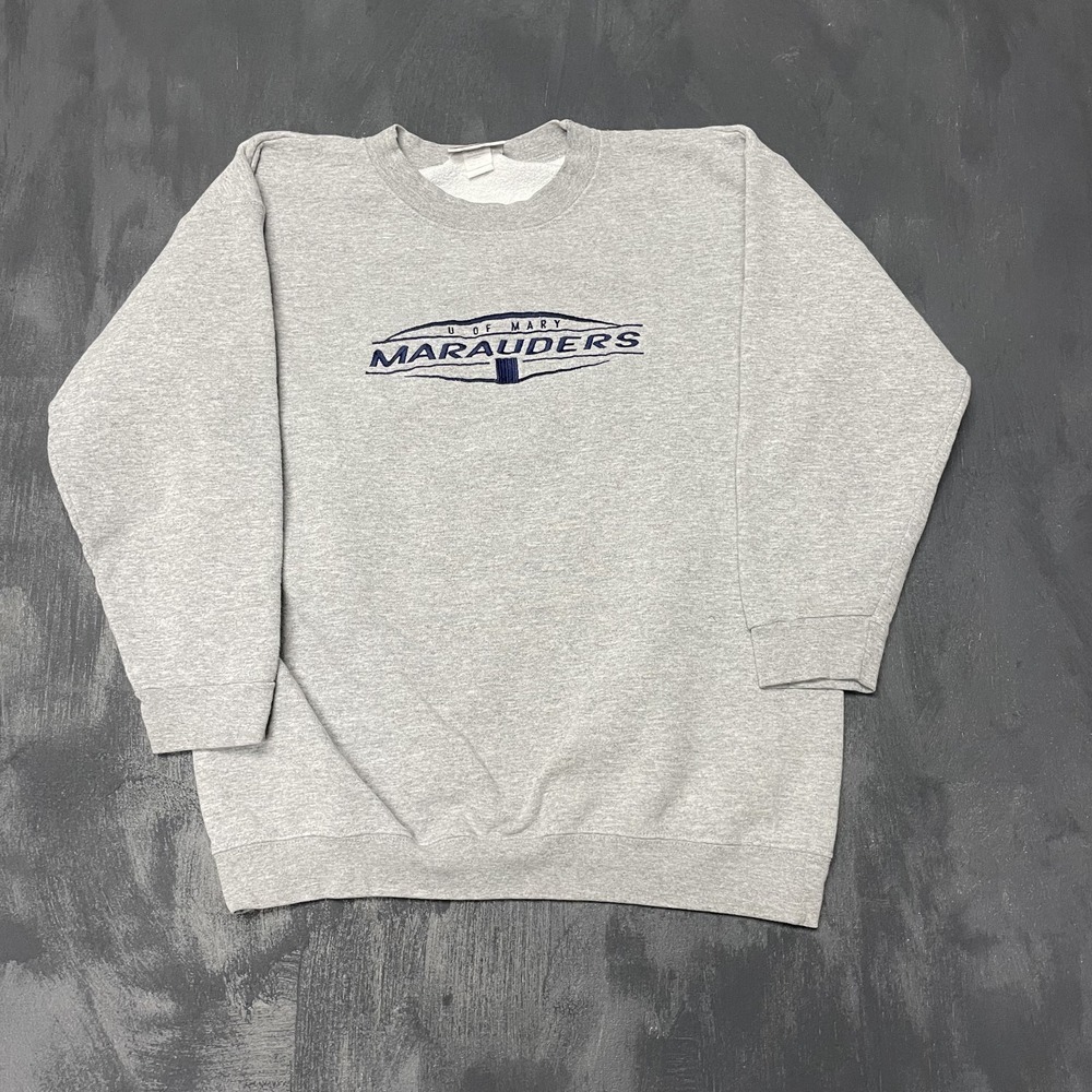 Vintage U of Mary Marauders Sweatshirt Men Medium Grey 1990s CI Apparel